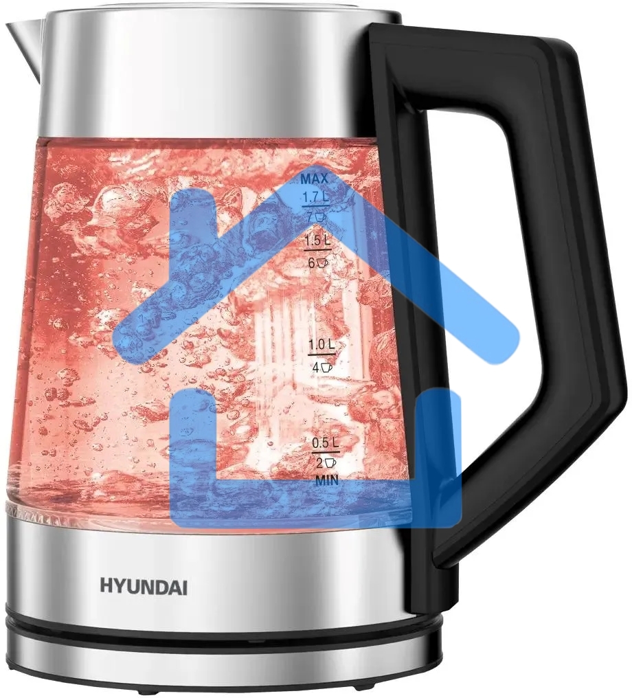 Чайник электрический Hyundai HYK-G4402 1.7л. 2200Вт черный/серебристый корпус: стекло