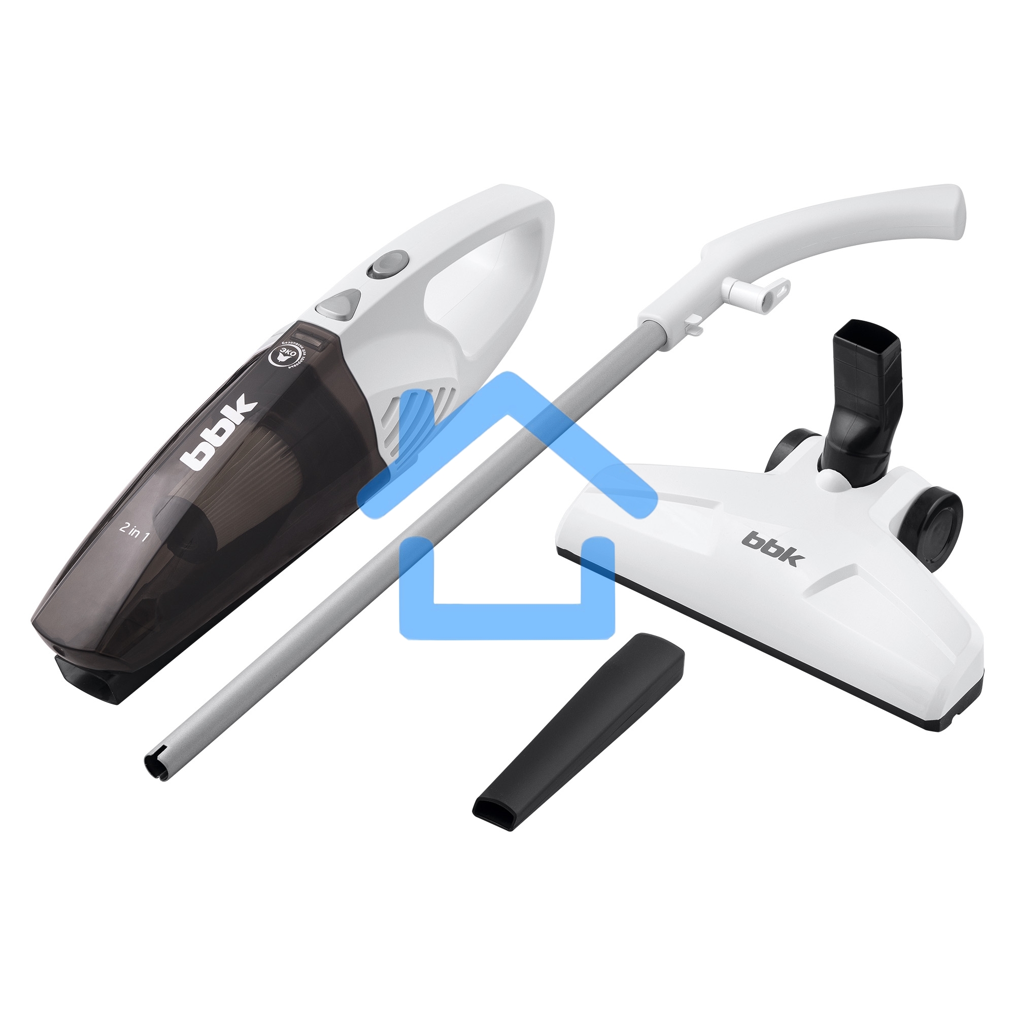 Пылесос вертикальный BBK BV2515 белый/серебро, питание от сети, 110 Вт, уборка сухая, пылесборник 0.8 л