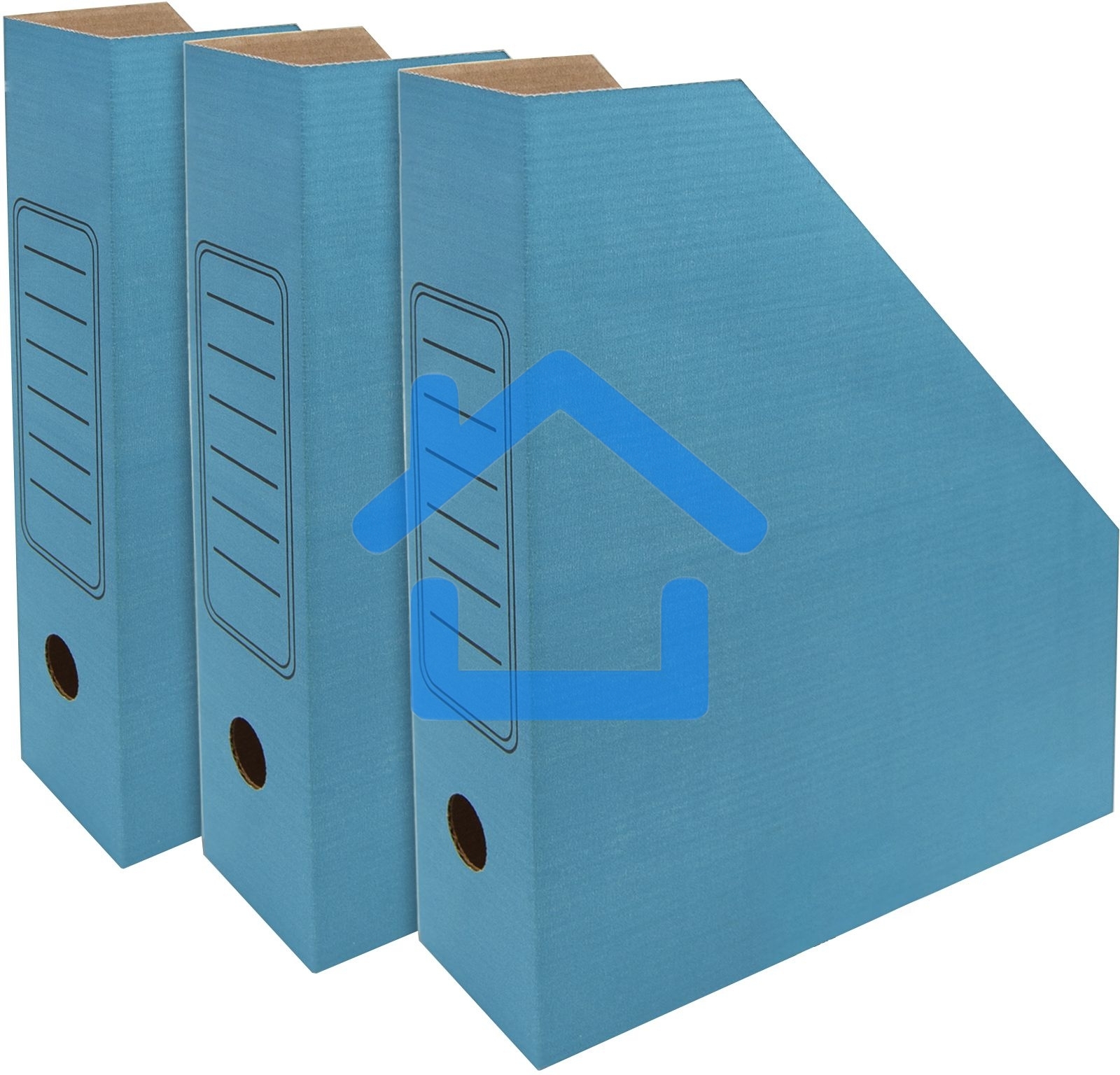 Лоток вертикальный Silwerhof микрогофрокартон корешок 75мм A4 синий (упаковка: 3шт)