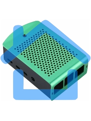 Корпус перфорированный Qumo с доп.креплением, Aluminum Case, Raspberry Pi 4B, green(RS037)