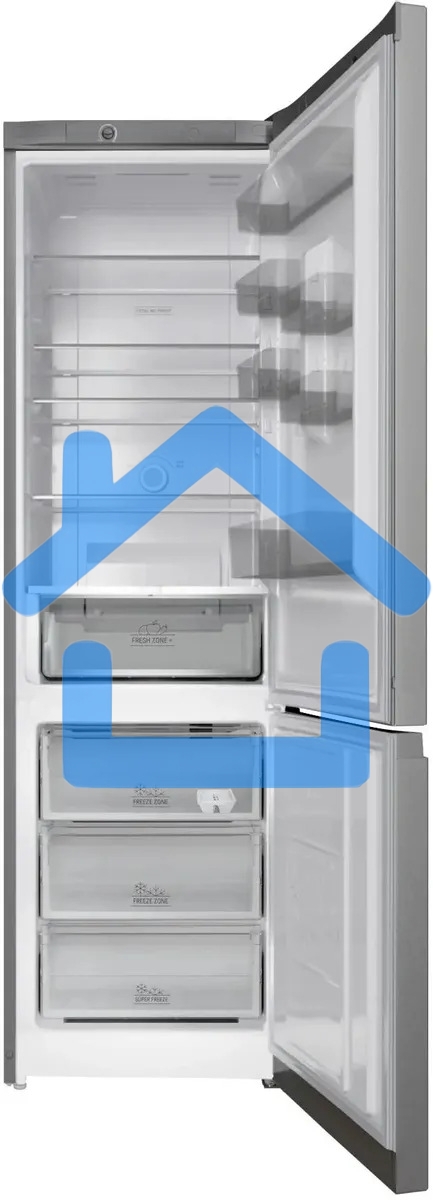 Холодильник Hotpoint HT 6200 S серебристый двухкамерный 240/83л морозилка снизу, No Frost