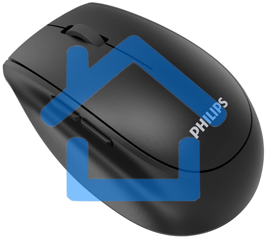 Мышь беспроводная Philips SPK7627 черный, 1600 dpi, радиоканал, Bluetooth, USB, кнопки - 5