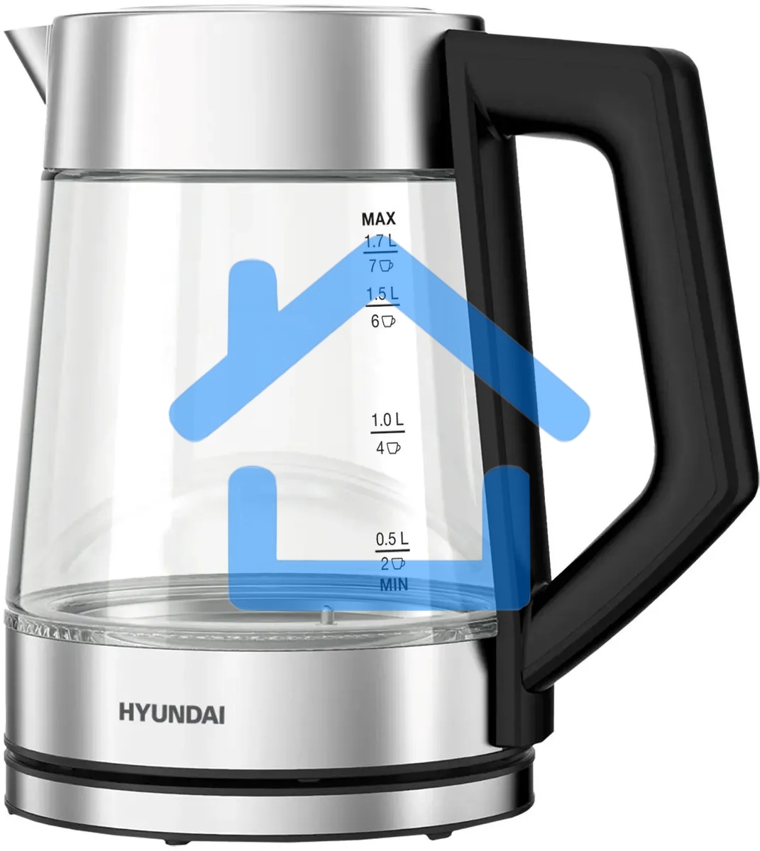 Чайник электрический Hyundai HYK-G4402 1.7л. 2200Вт черный/серебристый корпус: стекло