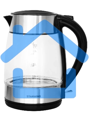Чайник электрический Starwind SKG3026 1.7л. 2200Вт черный/серебристый (корпус: стекло)