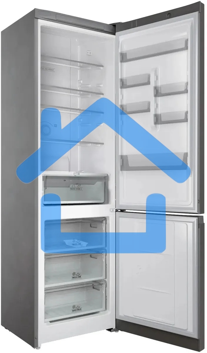 Холодильник Hotpoint HT 6200 S серебристый двухкамерный 240/83л морозилка снизу, No Frost