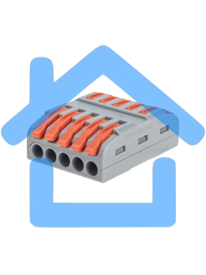 Клемма Rexant СМК 222-425 проходная 5 полюсов (0,08-4мм²), серая (30 шт/уп)