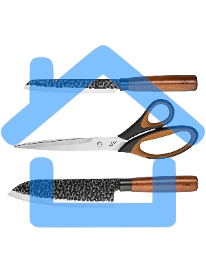 Набор ножей LARA LR05-12 нержавеющая сталь 3Cr14, 3 предмета, нож сантоку, нож универсальный, ножницы