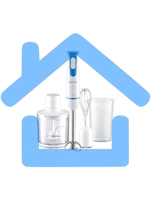 Блендер погружной Blackton Bt HB401S белый-голубой, блендер+миксер+измельчитель Мощность:800 Вт