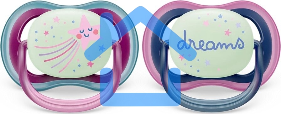 Пустышка Philips Avent ultra air, ночная, звезда/DREAMS, 6-18 мес., 2 шт.