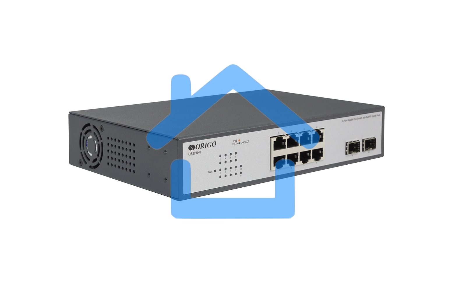 Неуправляемый PoE-коммутатор ORIGO Unmanaged Switch 8x1000Base-T PoE, 2x1000Base-X SFP, PoE Budget 120W, 19