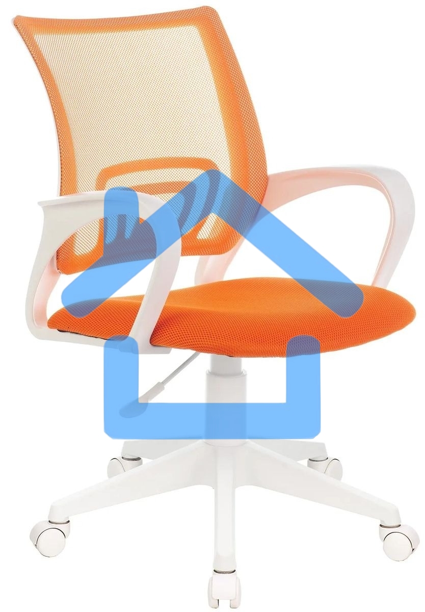 Кресло компьютерное Бюрократ CH-W695NLT TW-38-3 TW-96-1 оранжевый, сетка/ткань, крестовина пластик, пластик белый