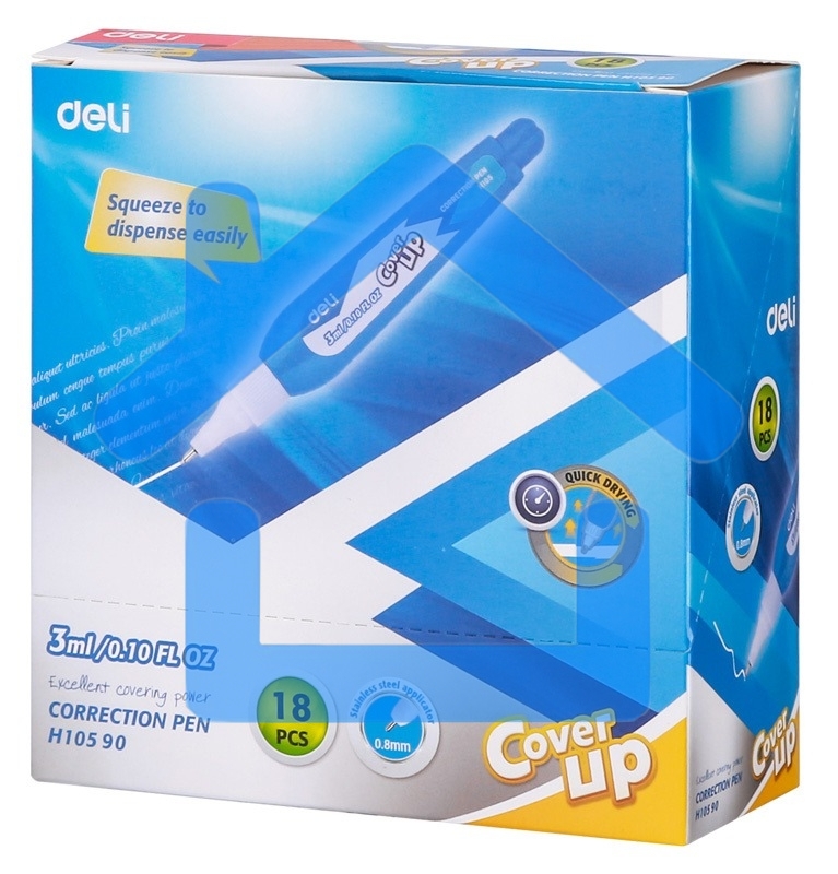 Ручка корректор Deli EH10590 голубой, корпус белый 3мл, дисплей картонный