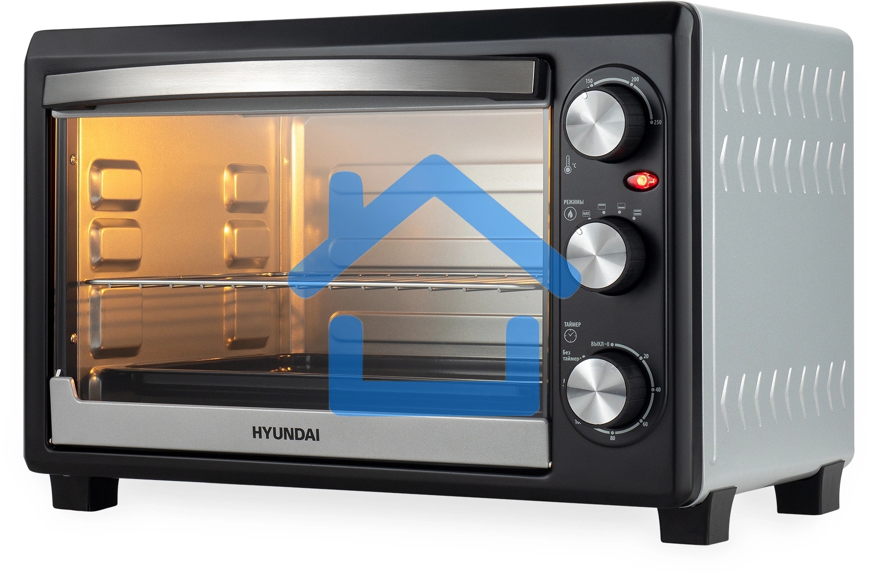 Мини-печь Hyundai MIO-HY073 26 л, 1500 Вт, серебристый/черный