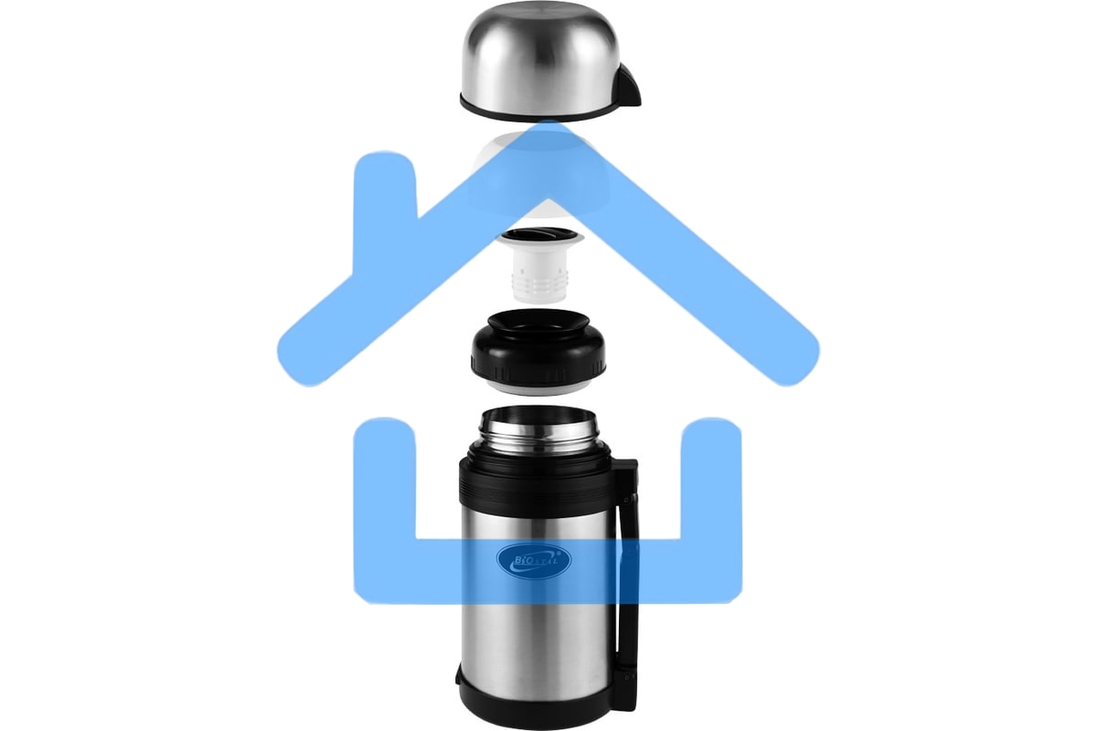 Термос BIOSTAL NG800-1 0.8 л, универс, ручка, рем. для переноски, крышка-чашка и доп. пласт. чашка.