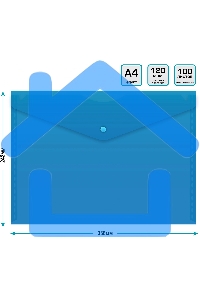 Конверт на кнопке Silwerhof Eco A4, пластик, 0.12мм, синий