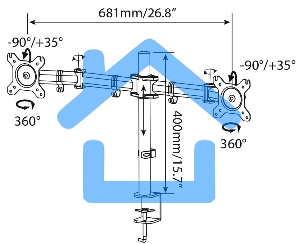 Кронштейн для мониторов Cactus CS-VM-D29-AL серебристый 13