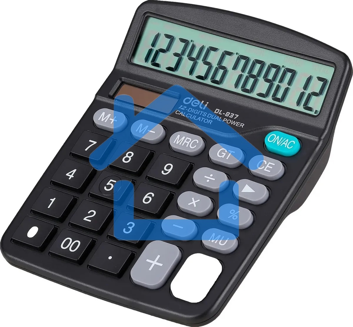 Калькулятор настольный Deli E837 черный 12-разр.