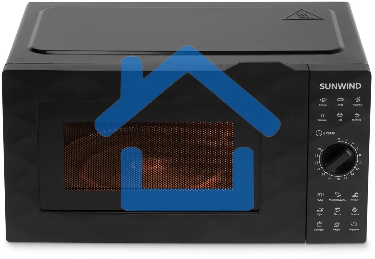 Микроволновая печь SunWind SUN-MW002 черный, 20 л, 700 Вт, переключатели - поворотный механизм