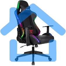 Кресло игровое Zombie GAME RGB черный эко.кожа/ткань крестов. пластик