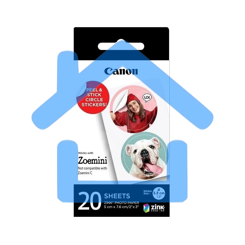 Наклейки Canon ZINK ZP-2030-2C-20 (2 круга) 4967C003/20л./белый для сублимационных принтеров