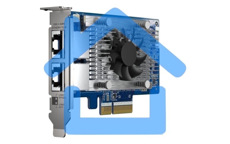 Сетевая карта QNAP QXG-10G2T-X710 LAN Expansion Card, PCIe Gen 3, Two 10GbE (10G / 5G / 2.5G / 1G / 100M)) Ports with SR-IOV and iSCSI, Block-based, Supports Multiple Virtual Disk Modes