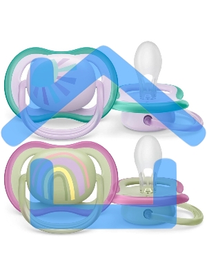 Пустышка Philips Avent ultra air, солнышко/радуга, для девочек, 0-6 мес., 2 шт.