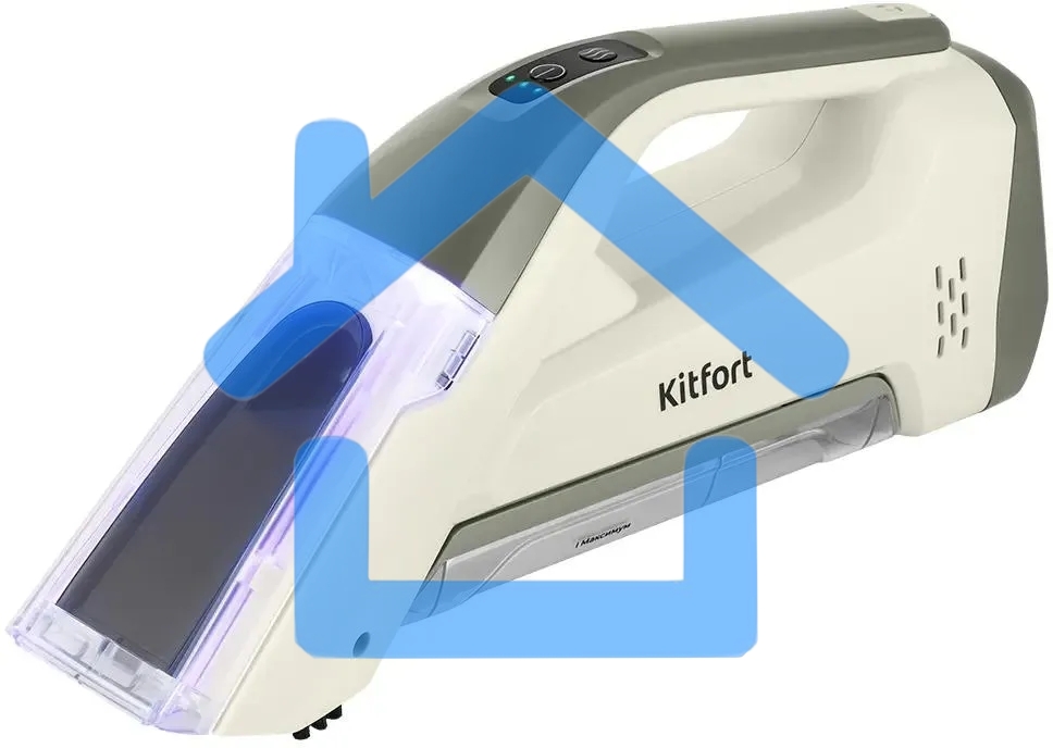 Пылесос ручной Kitfort КТ-5195 бежевый/серый, питание от аккумулятора, 50 Вт, уборка влажная, пылесборник 0.11 л, работа от АКБ max 15 мин