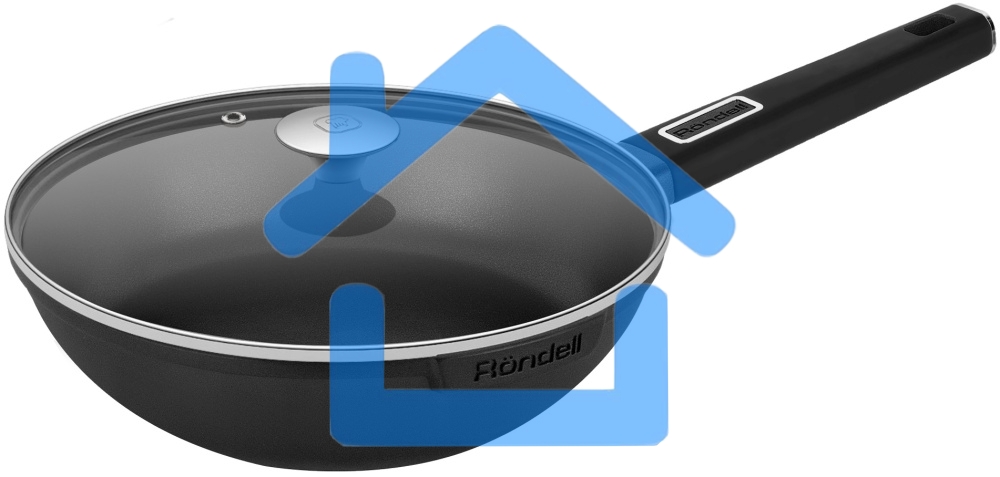 Сковорода ВОК (WOK) Rondell Craft RDA-1893 круглая 28см покрытие: TriTitan ручка несъемная (с крышкой) черный