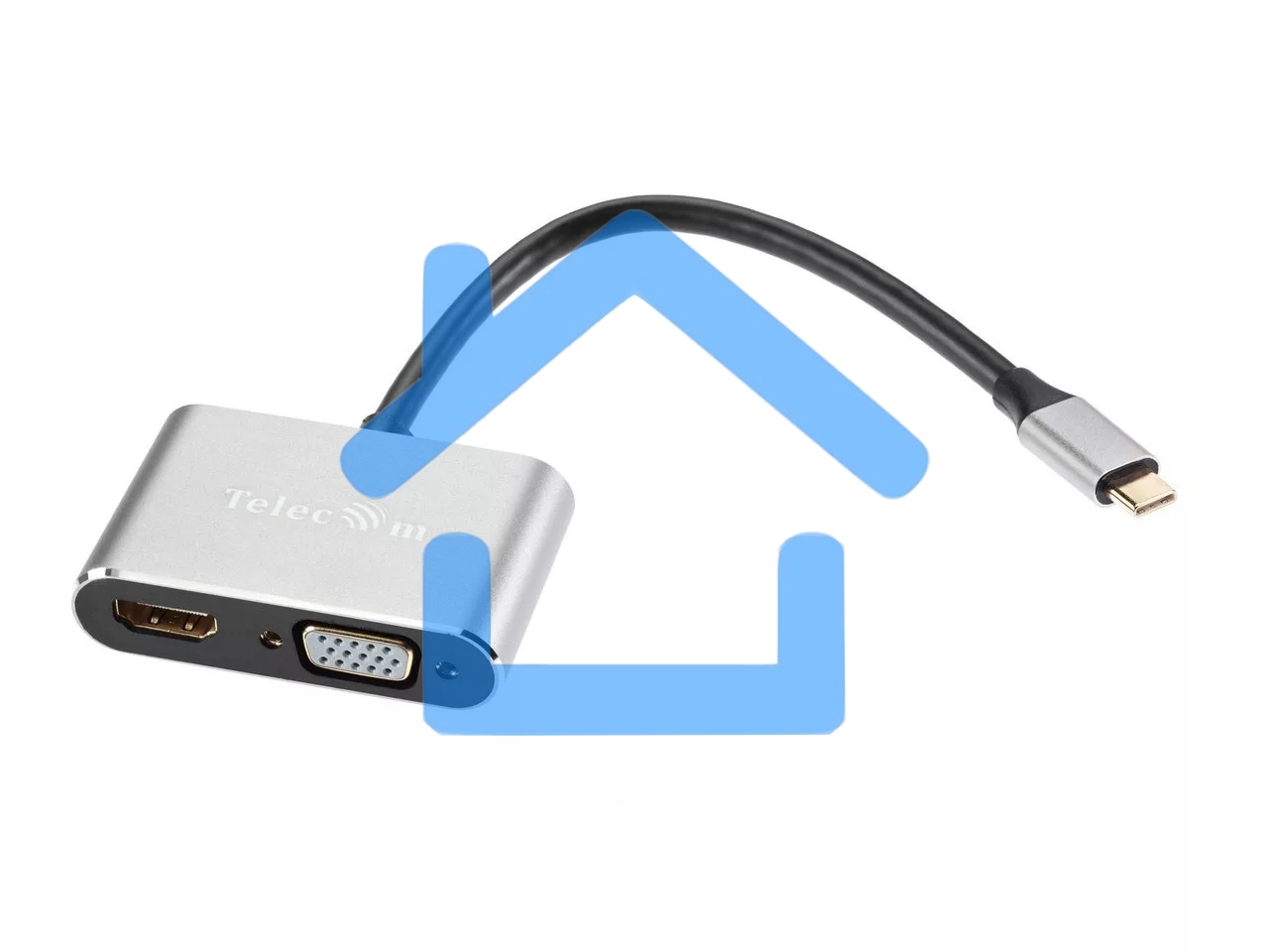 Кабель-концентратор USB3.1 TypeCm -->HDMI+USB3.0+PD+VGA Alum Grey 4K@30Hz, Telecom<TUC055>