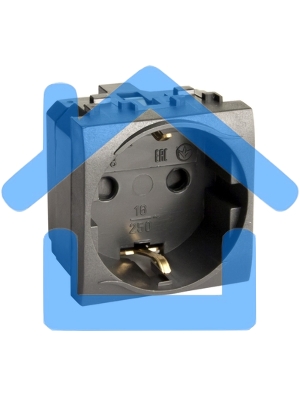 Розетка электрическая DKC BRAVA 77482N с заземлением, со шторками, черная RAL 7016, 2М