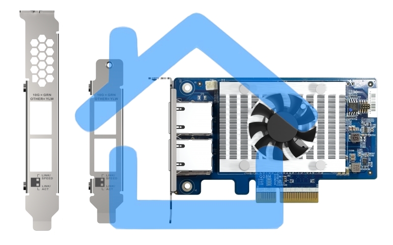 Сетевая карта QNAP QXG-10G2T-X710 LAN Expansion Card, PCIe Gen 3, Two 10GbE (10G / 5G / 2.5G / 1G / 100M)) Ports with SR-IOV and iSCSI, Block-based, Supports Multiple Virtual Disk Modes