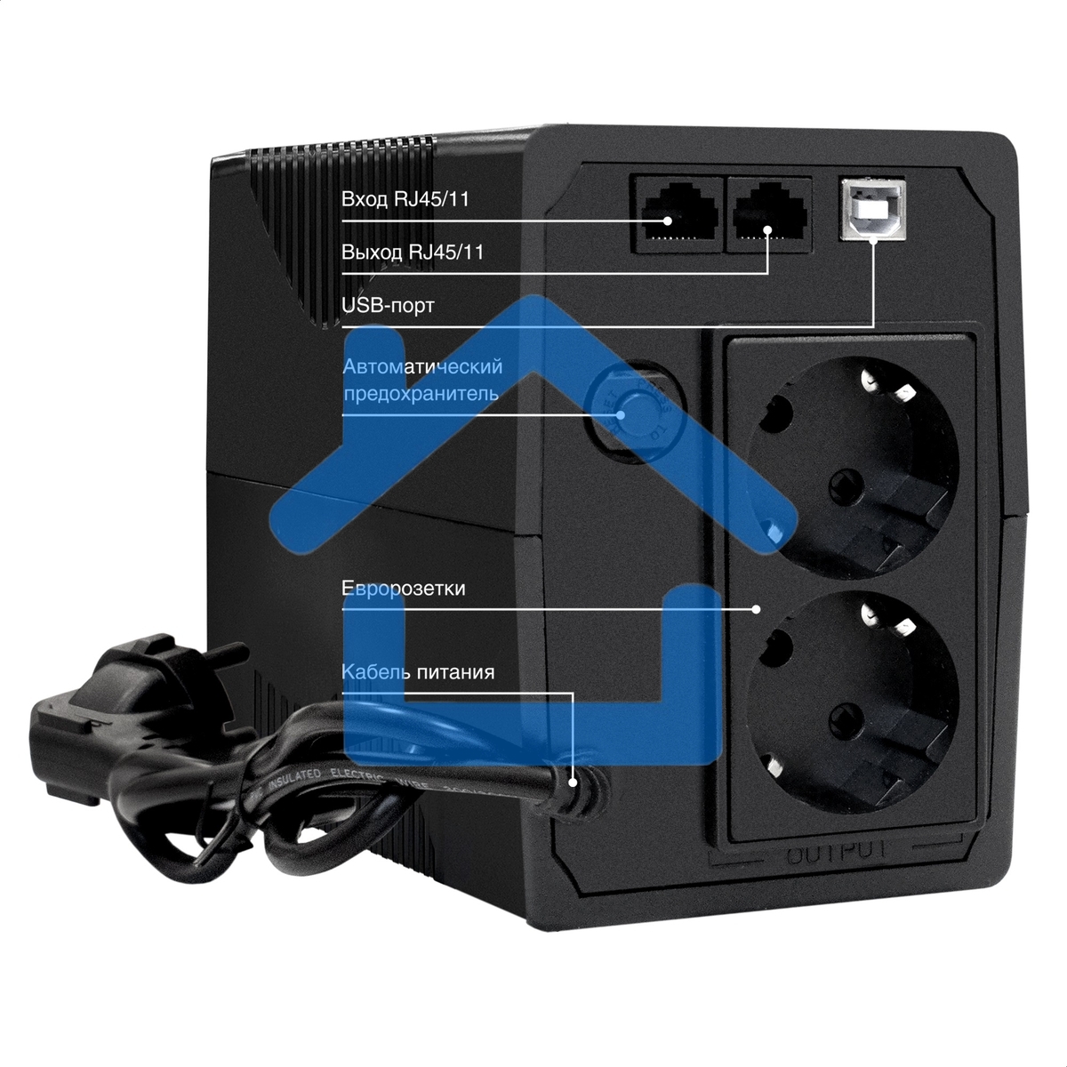 Источник бесперебойного питания ExeGate SpecialPro Smart LLB-1000.LCD.AVR.2SH.RJ.USB 1000VA/550W, LCD, AVR, 2*Schuko,RJ45/11,USB, черный