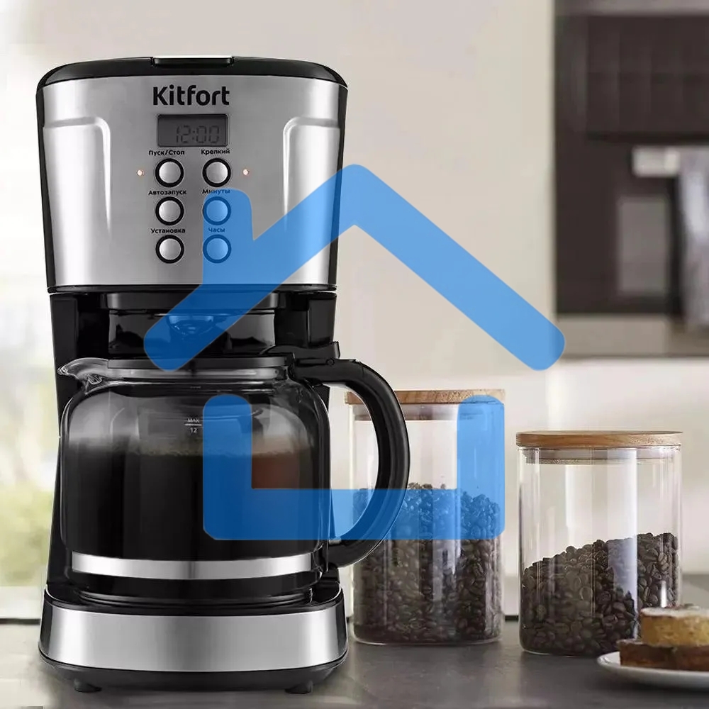 Кофеварка капельная KITFORT KT-731 черный/нержавеющая сталь, исп. кофе - молотый, 1,6 л, 900 Вт
