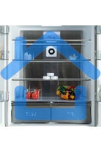 Холодильник Бирюса CD 496 TBG текстурированное черное стекло трехкамерный 334/162л морозилка снизу, NoFrost, Side by Side