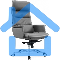 Кресло руководителя Cactus CS-LGR-DUBLIN темно-серый, сиденье темно-серый, кожа, крестов. алюминий