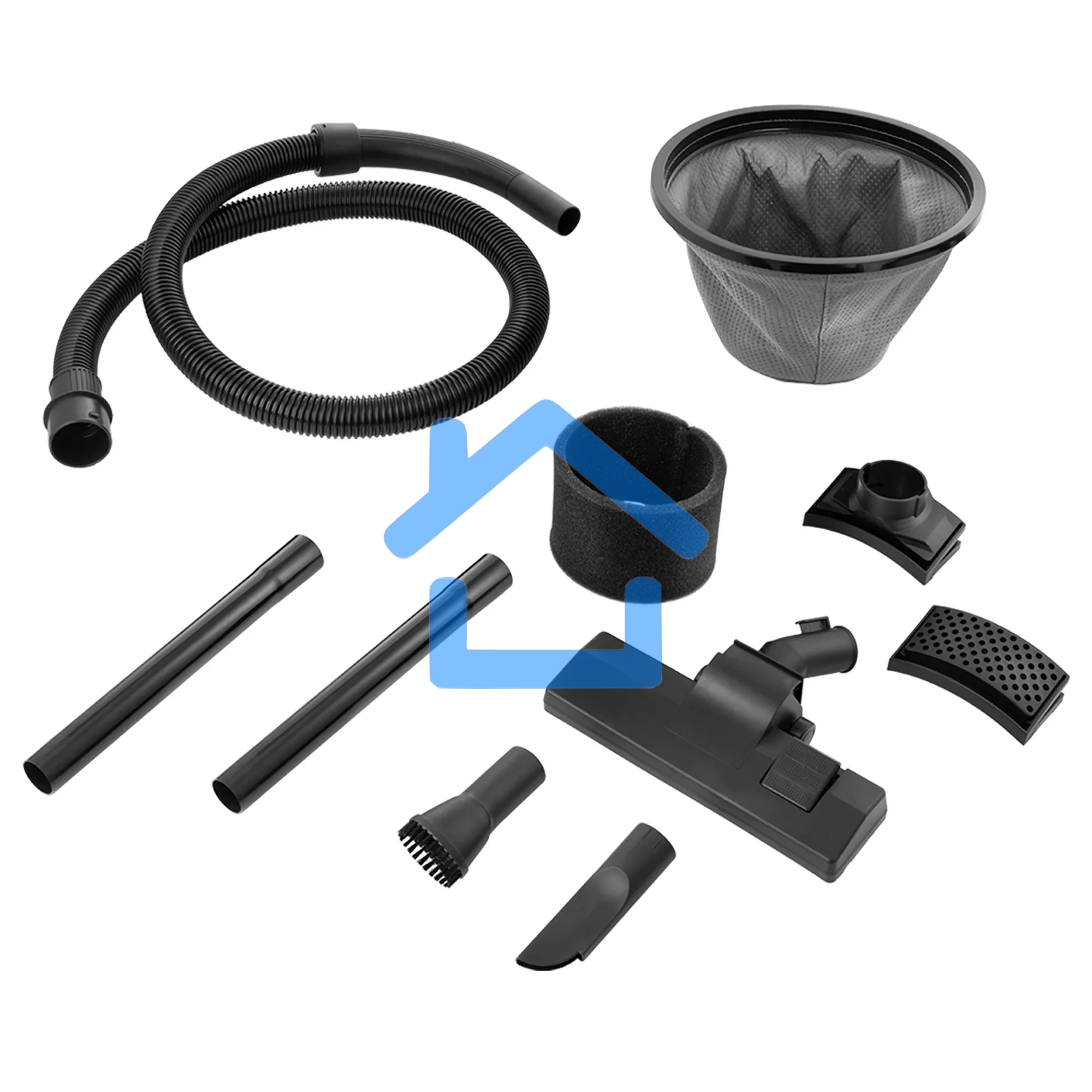 Хозяйственный пылесос Kitfort КТ-548 голубой/серебристый, 1000 Вт, уборка сухая/влажная/сбор жидкости, пылесборник контейнер/мешок, 20 л