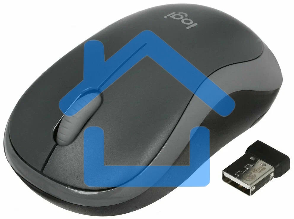 Мышь беспроводная Logitech M186 черный/серый, 1000 dpi, радиоканал, USB, кнопки - 3