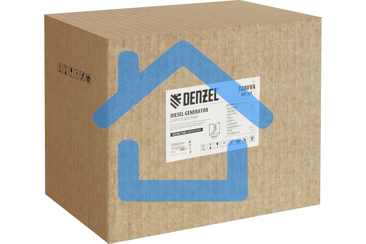 Электрогенератор дизельный Denzel DES-32E, 3.2 кВт, 110 дБ, 78.9 кг