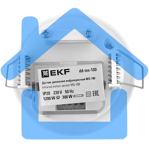 Датчик движения EKF dd-ms-100 (ИК) MS-100 (ДД) встраив. 1200 Вт 360 град. до 6 м IP20