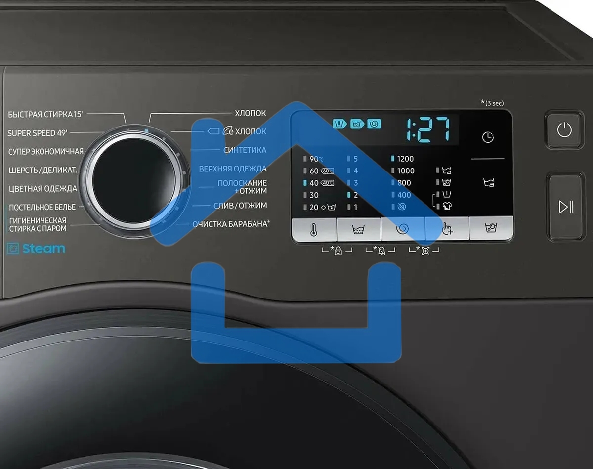 Стиральная машина Samsung WW80AGAS22AX/LD черный, загрузка фронтальная 8 кг, 1200 об/мин, класс: A