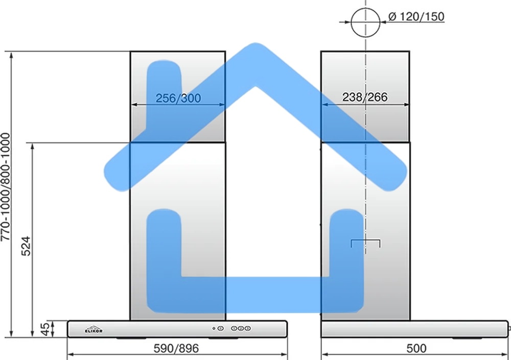 Вытяжка каминная Elikor Квадра 90П-650-К3Д белый, 90 см, 650 куб. м/ч, 56 дБ