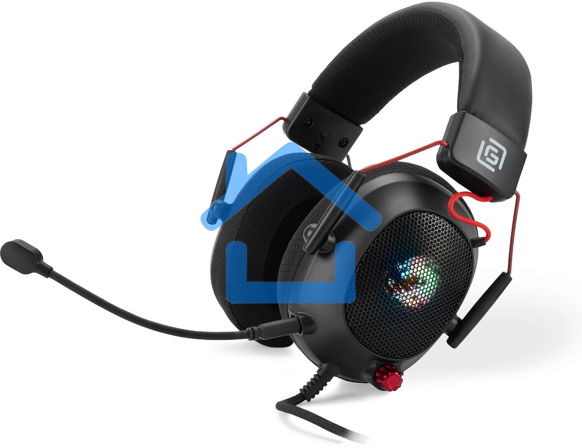 Наушники с микрофоном Оклик HS-L305G черный/красный 2м мониторные оголовье (2060511)