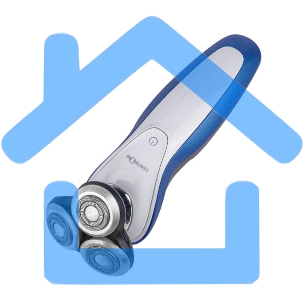 Электробритва Centek CT-2152 (сер/бел/син) 5 ВТ, 3 плав. головки, аккумулятор+работа от сети