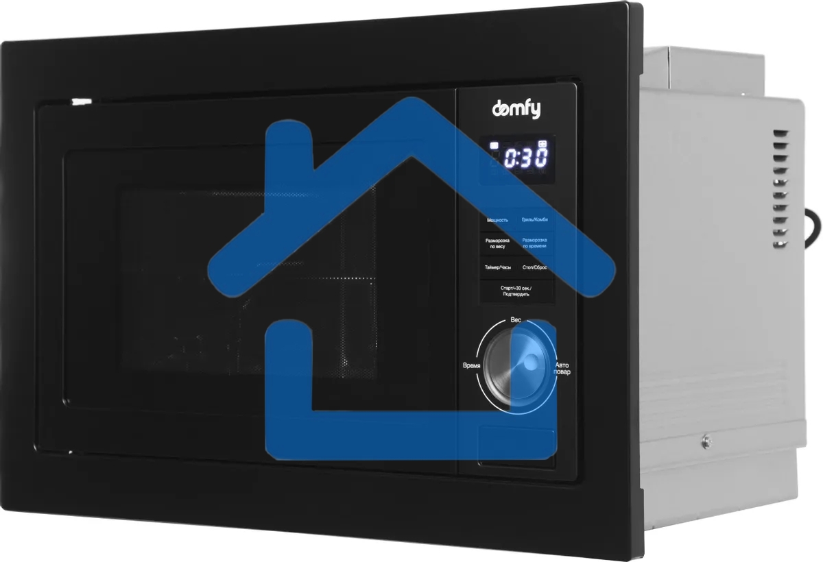 Микроволновая печь встраиваемая Domfy DM2540BW BG черный, 25 л, 900 Вт, переключатели - поворотный механизм/кнопки