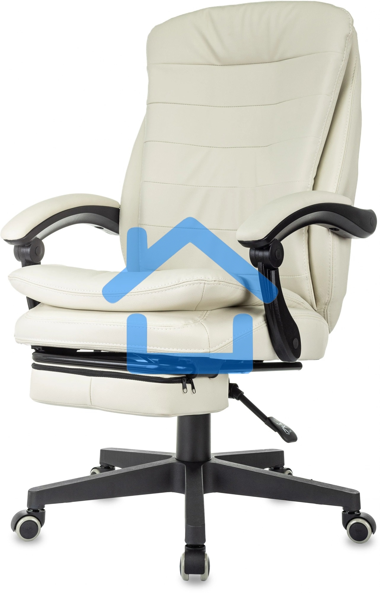 Кресло руководителя Бюрократ T-9950MSG-F слоновая кость эко.кожа, крестов. пластик подст. для ног