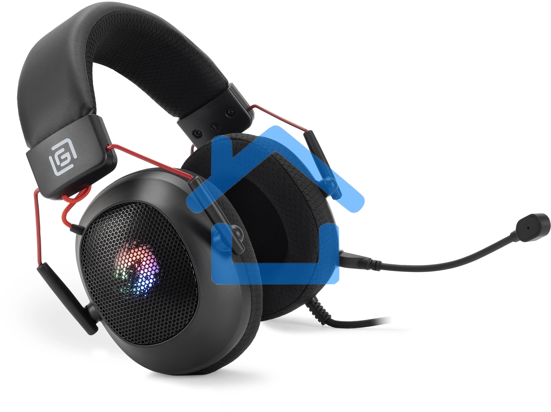 Наушники с микрофоном Оклик HS-L305G черный/красный 2м мониторные оголовье (2060511)