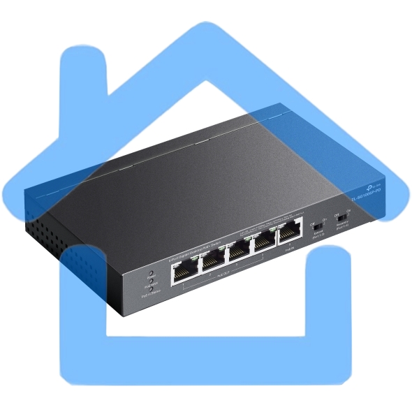Настольный коммутатор TP-Link TL-SG1005P-PD с 5 гиг. портами (1 порт с входящим PoE++, 4 порта с исходящим PoE+), бюджет PoE: 9, 21, 47 или 66 Вт (зависит от используемого стандарта входящего PoE)