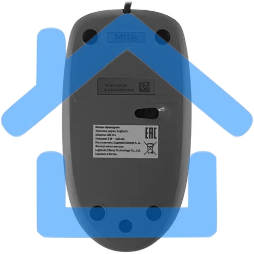 Мышь проводная Logitech M111 SILENT серый, 1000 dpi, USB, кнопки - 3
