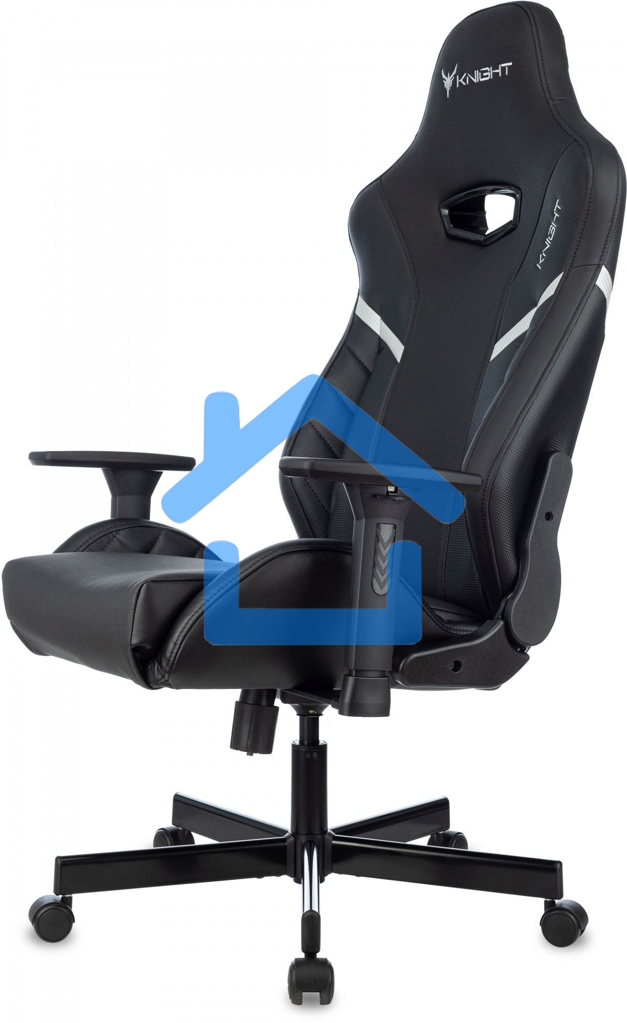 Кресло игровое Knight Thunder 5X черный эко.кожа крестов. металл