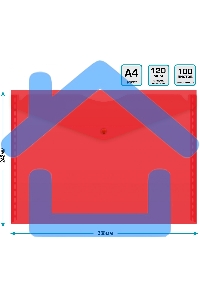 Конверт на кнопке Silwerhof Eco A4 пластик 0.12мм красный